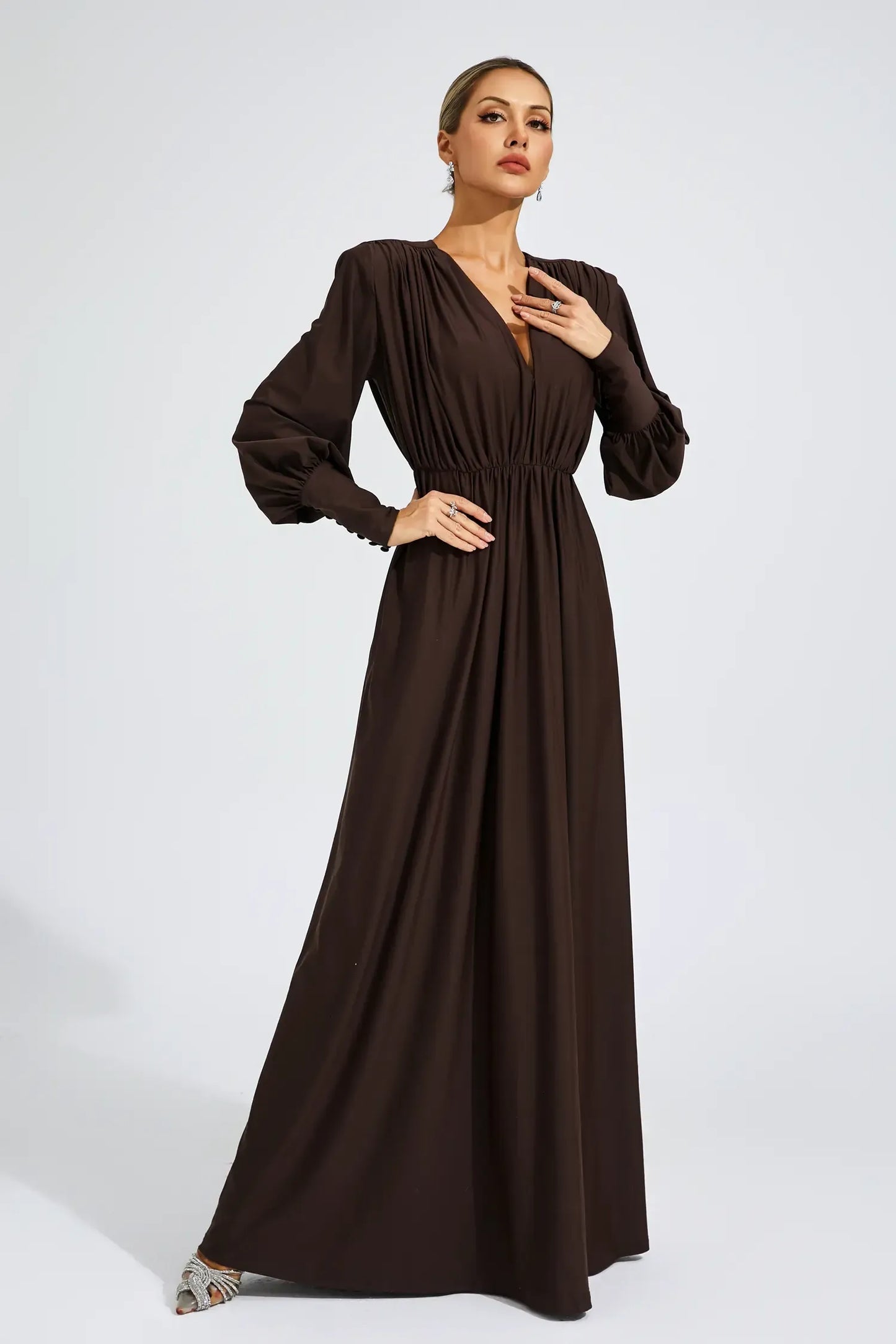 Celine Brown Corseted Maxi Dress