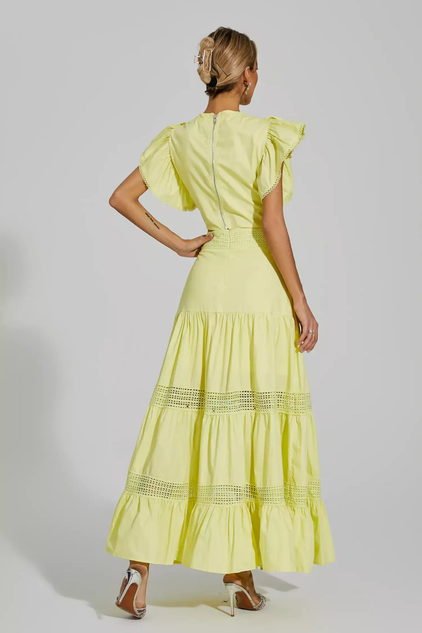 Coverdale Yellow Ruffled Sleeveless Set