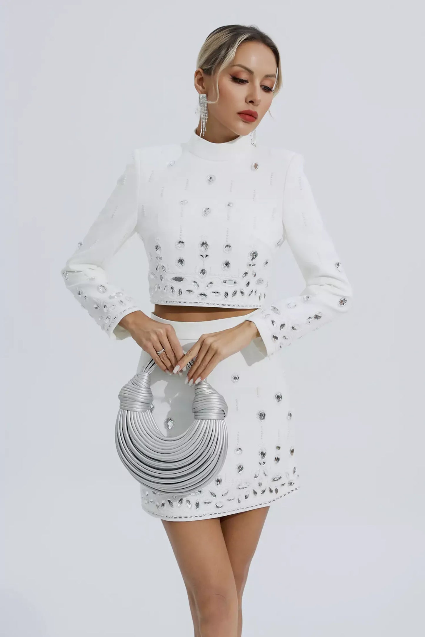 Cecelia White Crystal Embellished Set