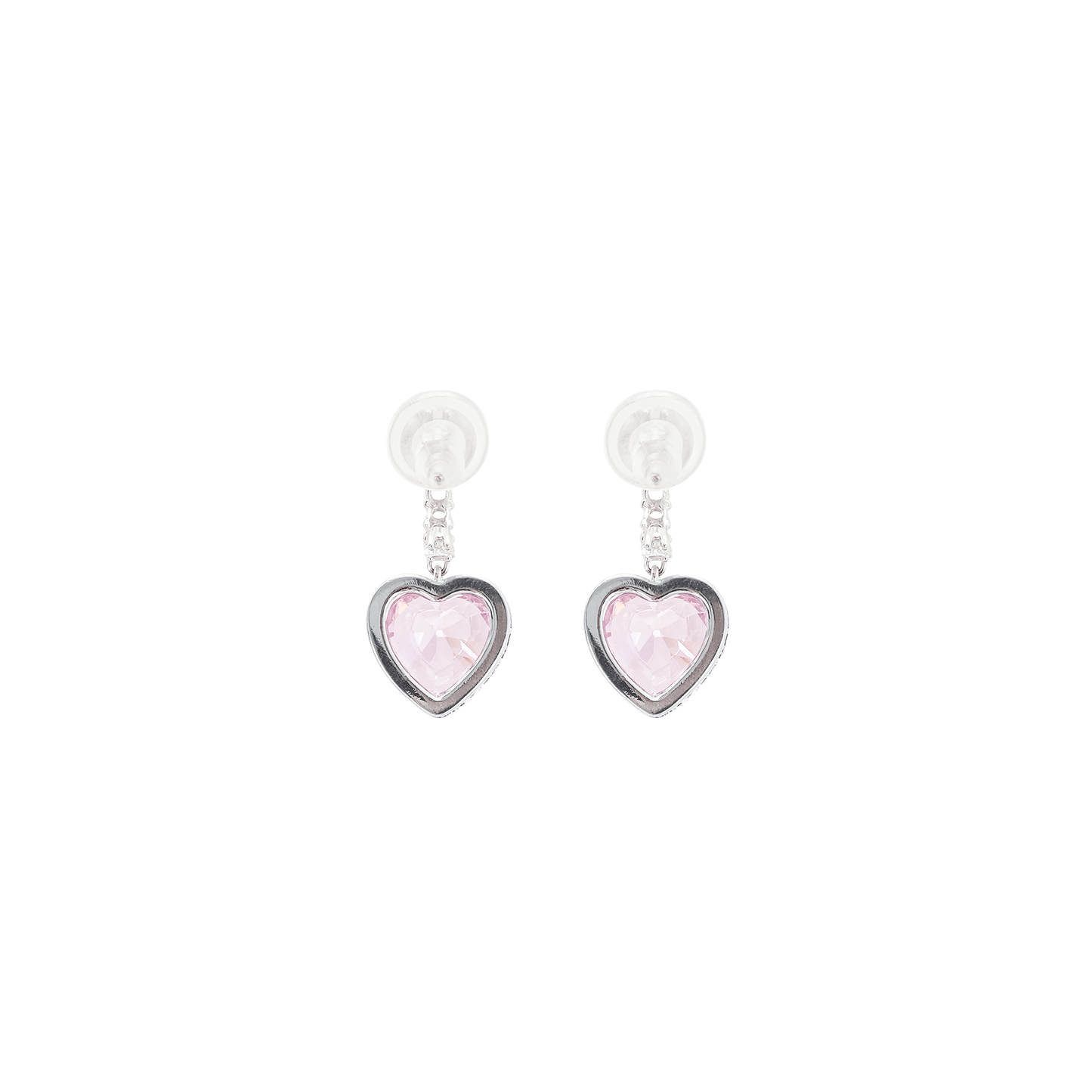 Pink heart pendant earring