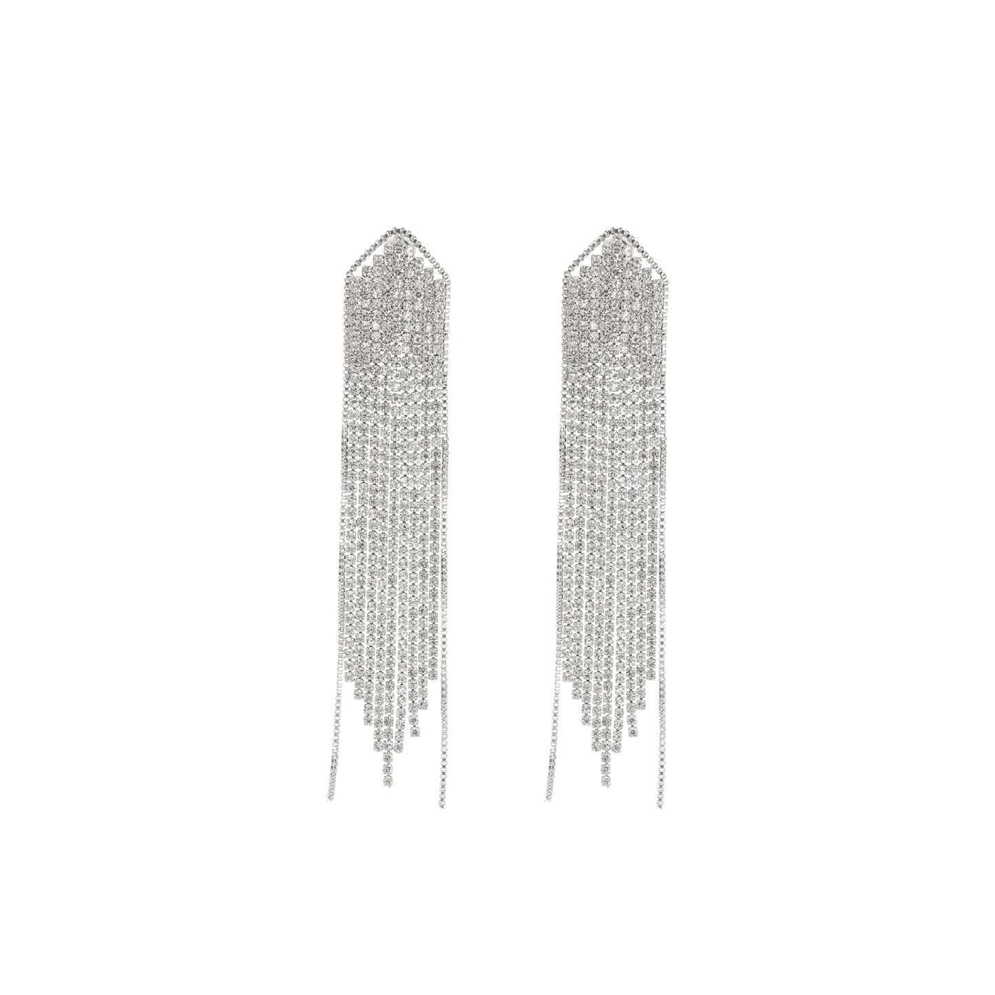 Silver-plated fringed drop earrings